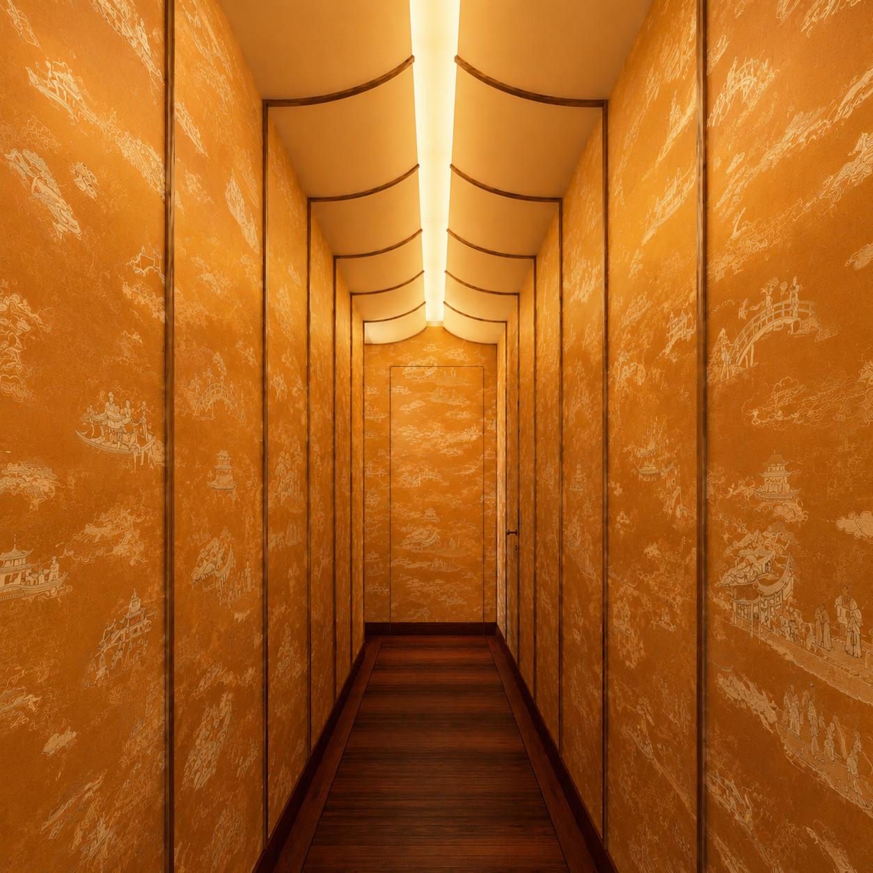 Use the orange of the wallpaper at this link: https://mindtheg.com/products/wallpaper/floating-world-golden-wallpaper.html?_gl=1*1hdpp3w*_up*MQ..*_gs*MQ..&gclid=CjwKCAjwyuDTBhB-EiwANCQhLAVF6DZJbA7IdgEGpPygyvQiSlMO4_eVlMzzoBjzpiZSc4bS8y6s5BoChwMQAvD_BwE&gbraid=0AAAAADwM7LHk_8ixA8iQEnnq-u79KecMD