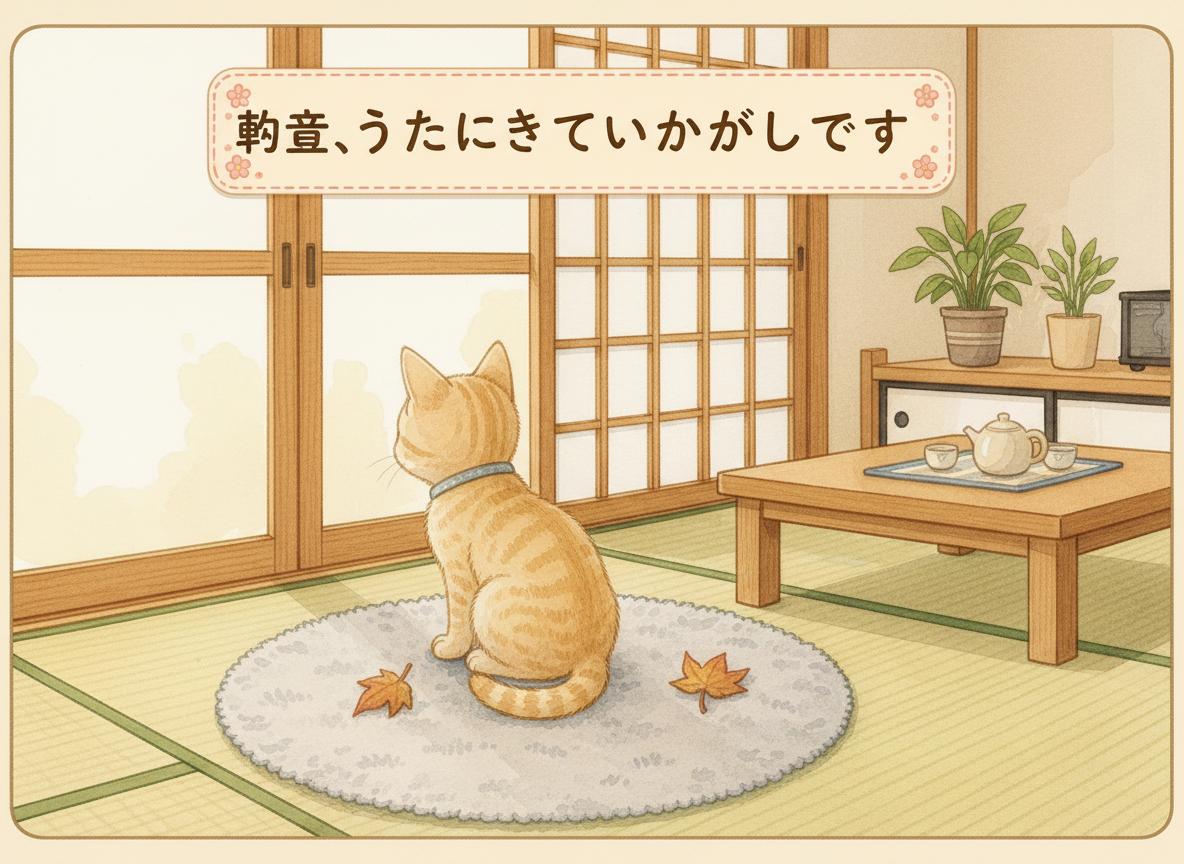 この写真のように絵本を作ってほしい。
幼稚園向け絵本。
文章、うちにきていっかげつです
やさしい水彩絵本風。手描きイラスト。
しーちゃん:
しましま模様の子猫。赤い首輪。
くーちゃん:
クリーム色の子猫。水色の首輪。
日本の家庭の和室。
あたたかい色合い。
かわいく親しみやすい雰囲気。
キャラクターデザインを全ページで統一。
文字を入れるスペースを確保。
A4横。
和室。
しーちゃんは窓辺を見ている。
くーちゃんは部屋を探検している。
別々の行動をしている二匹。
水彩絵本風。