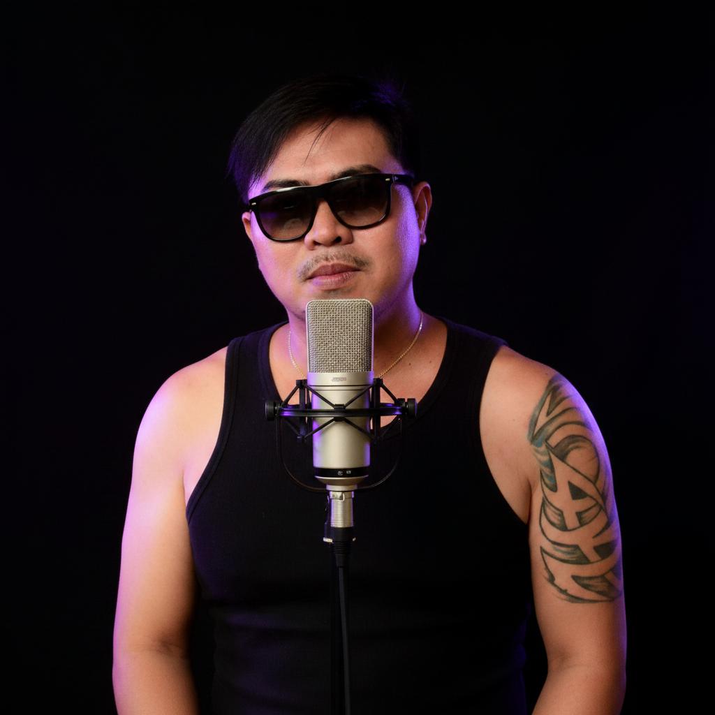 put a black backround with microphone and backlights