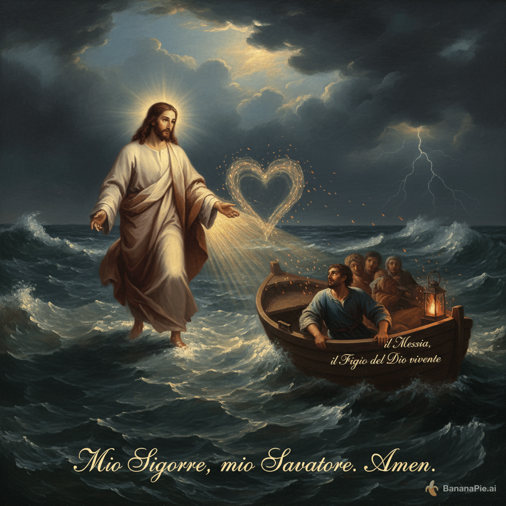 Signore Gesù Cristo, Ti affido la mia vita e Ti chiedo che, come l'apostolo Pietro, io possa riconoscerTi come «il Messia, il Figlio del Dio vivente».
Che, nei momenti tempestosi della mia vita, Tu possa essere al mio fianco e remare con me. Quando la paura si impadronirà della mia vita, Ti chiedo di venire in mio aiuto.
Infondi nel mio cuore la fiamma viva della speranza. Fa' che, nei momenti di sofferenza e di fragilità, io possa riscoprire quella piccola luce che, nonostante tutto, continua a rimanere accesa nel mio cuore.
Fa' che io possa sempre riconoscerTi come il mio unico Salvatore.
Amen.
podes me criar uma foto com esta oração, a imagem de são joão de Deus e uma melograno dei fatebenefratelli