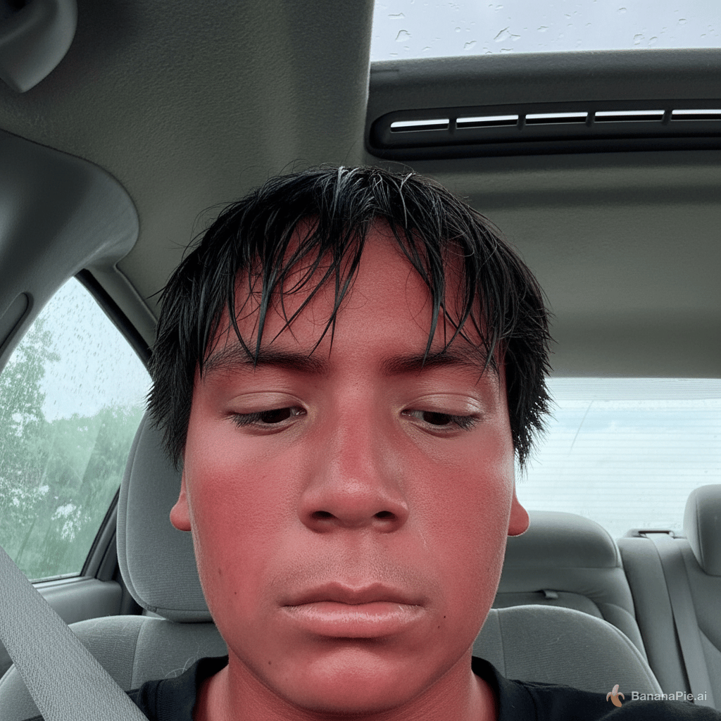 makes his face red like he is exhausted