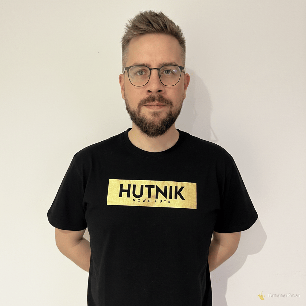 Change this image so that the person has hands behind their back in a formal posture.