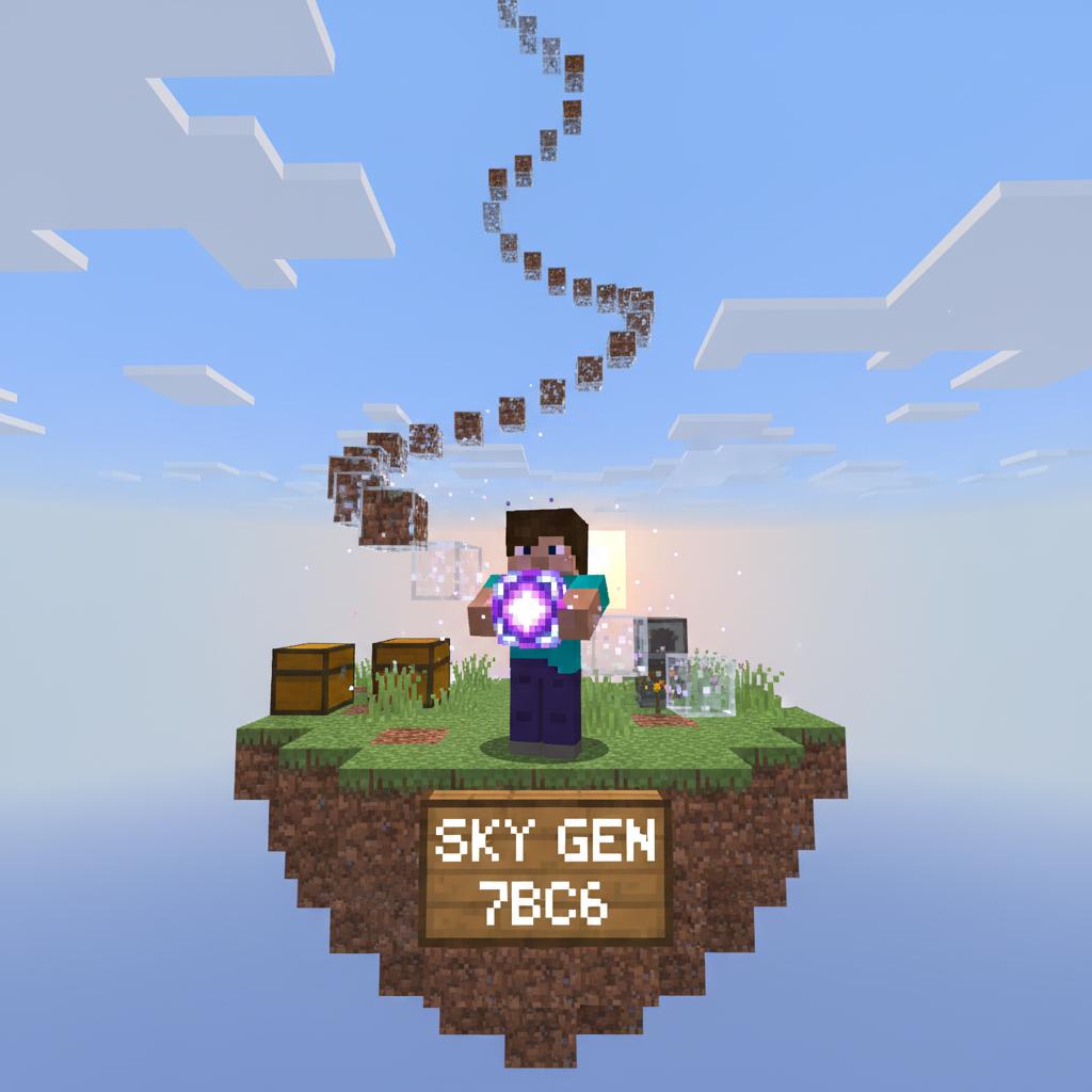 can you make in image of a Minecraft character that makes sky gens