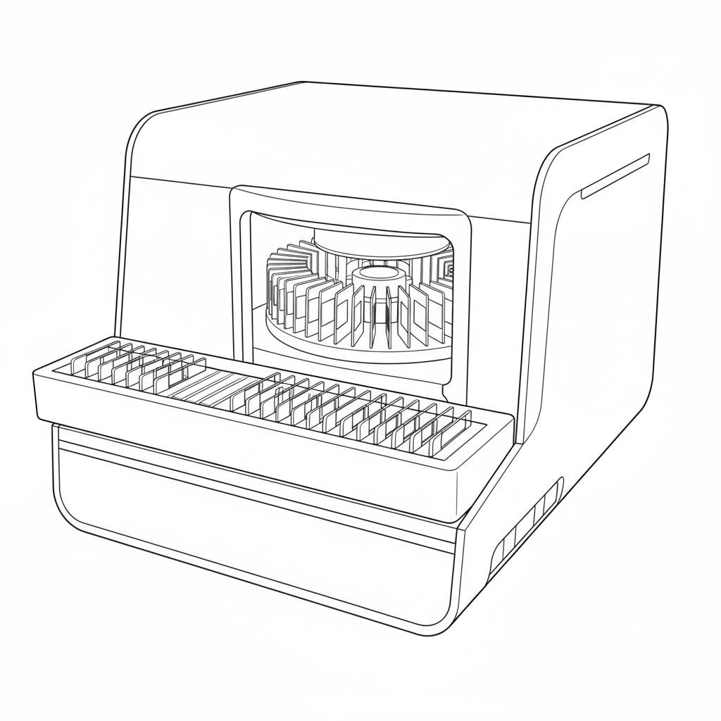 Can you help convert this WSI scanner image into a line drawing image? ignore the digital lines output from the side. Thanks