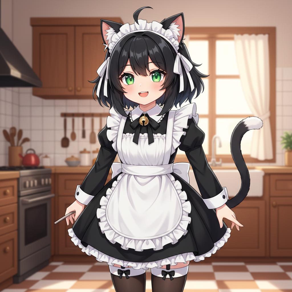make this roblox avatar a neko catgirl maid in an anime style