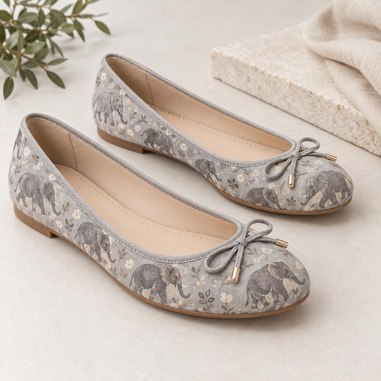 Sing meena elephant ballet flat shoes