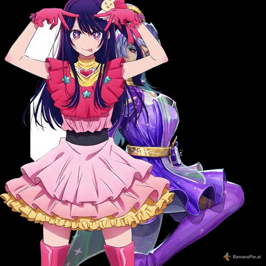 can you give the 2nd image the same outfit, hair, makeup/eyes as the first? while still keeping the same artstyle.