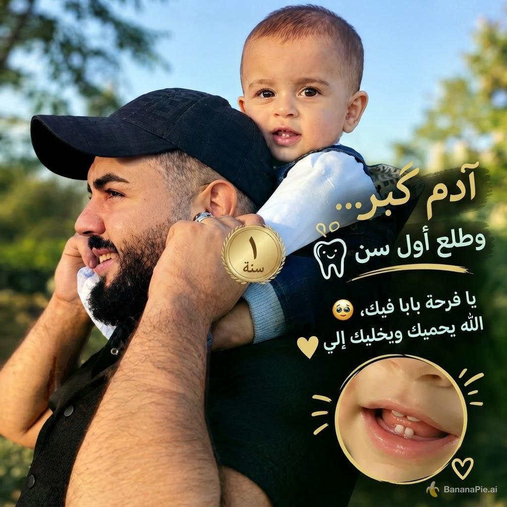 ضع للطفل سنه واحده في المنتصف صغيره