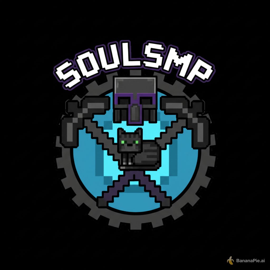 napravi mi 2d znaci nemoj da bude 3d za moj minecraft server SoulSMP i u sebi mora imati netherite kapicu netherite hoe netherite sword i mace pokusaj da izgledda sto blize minecraftu i obavezno mora biti 2d