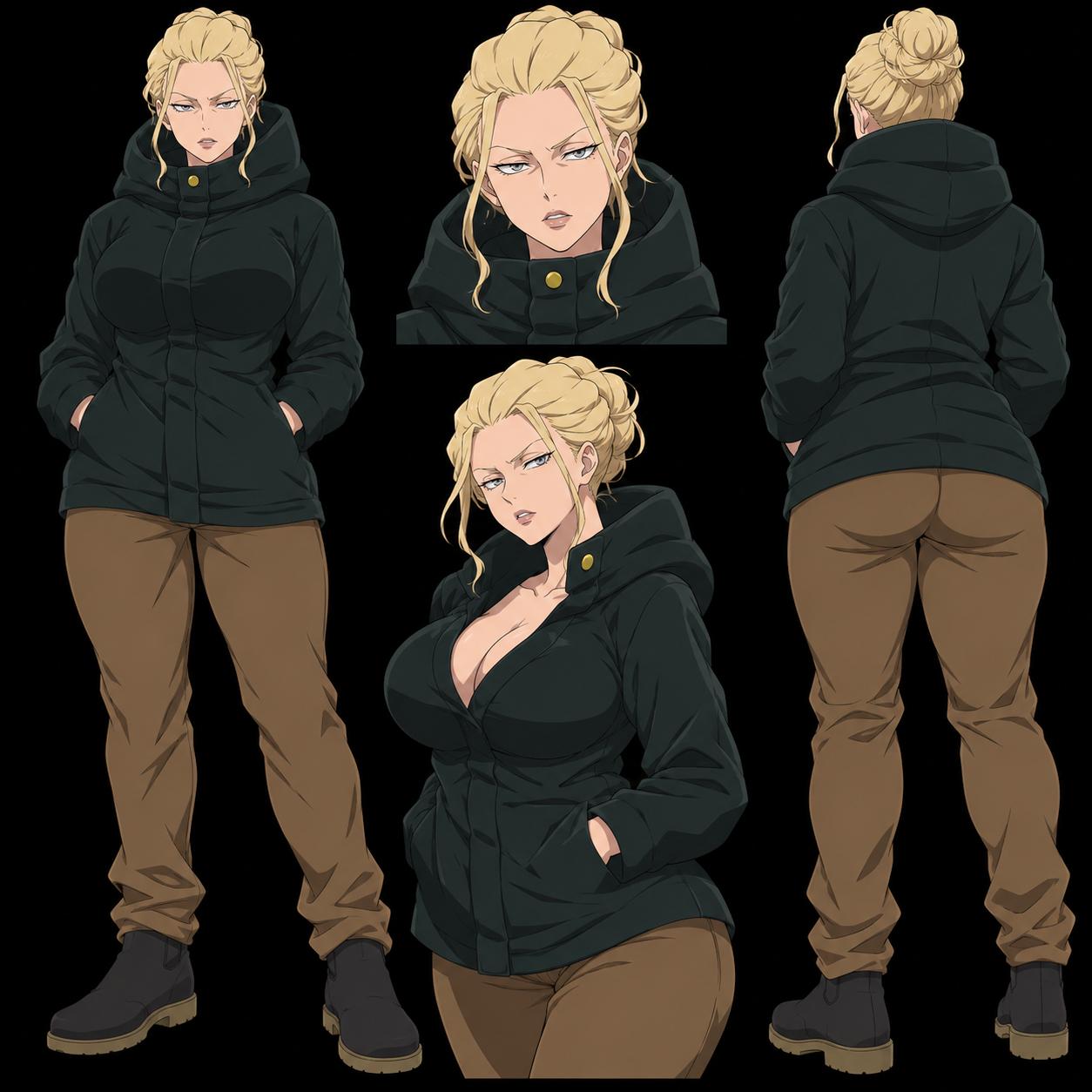 CAN YOU MAKE A FEMININE WOMAN/FEMALE VERSION OF THIS MAN IN THE IMAGE. Make her be slim thick (big tits and thick thighs).