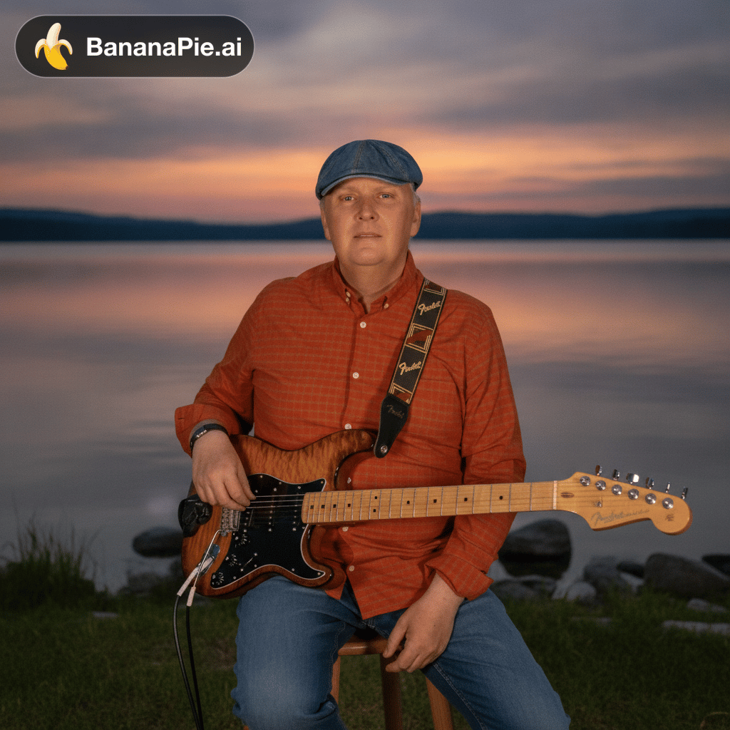 gitara na tle jeziora