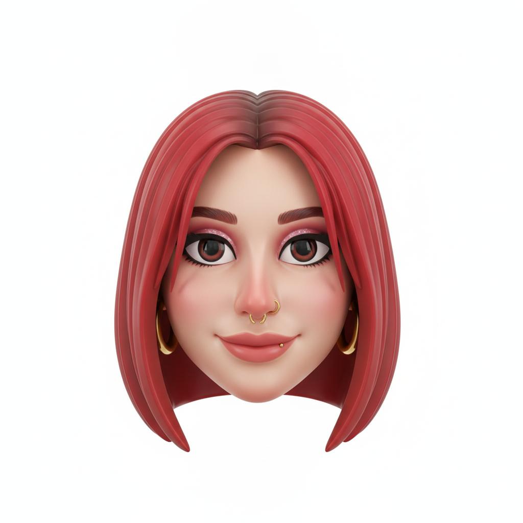 CREATE A STYLIZED 3D DIGITAL HEAD BASED ON THE FIRST UPLOADED IMAGE (USE THAT FACE AS THE MAIN REFERENCE, PRESERVING ITS LIKENESS AND RECOGNIZABLE FACIAL FEATURES). APPLY THE ARTISTIC STYLE OF THE PROVIDED REFERENCE HEADS — GLOSSY, TOY-LIKE MATERIALS WITH SMOOTH REFLECTIONS, CLEAN SCULPTED DETAILS, AND PLAYFUL EXAGGERATION OF CERTAIN FEATURES. USE BOLD, SATURATED COLORS AND A POLISHED, HIGH-END COLLECTIBLE AVATAR LOOK. RENDER WITH SOFT STUDIO LIGHTING AND A PURE WHITE BACKGROUND FOR A CLEAN PRESENTATION.