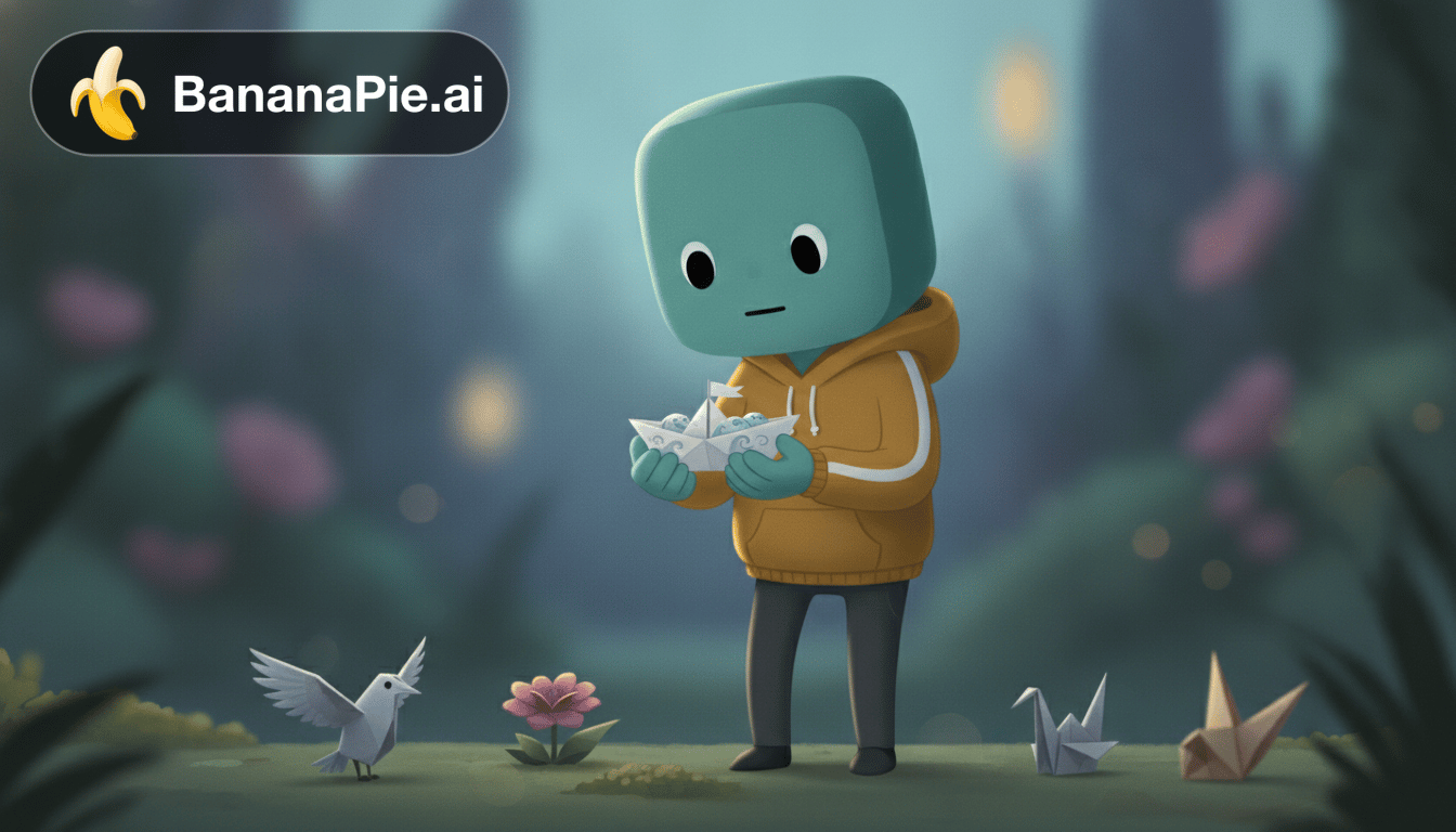 CHARACTER LOCK (identic în fiecare prompt):
"ZED, flat 2D vector protagonist, rounded-square teal head, two black
dot eyes, small flat mouth, thin limbs, mustard hoodie with a white
stripe on the sleeve, dark grey pants, no realistic shading"

STYLE LOCK:
"flat 2D vector style, soft gradient lighting, thin rim light,
shallow depth-of-field background blur, muted cinematic palette"

SHOT BRIEF:
"Action: ... Emotion: ... Camera: low angle, slow push-in.
Must not change: head shape, colors, hoodie stripe."