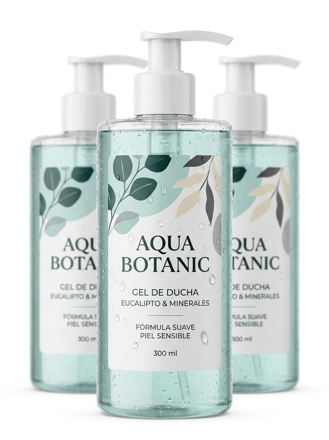 The label must look like a physical self-adhesive label applied onto the container, with visible edges and realistic material texture. It must NOT look like graphics printed directly onto the packaging.
Ultra-premium commercial packaging photography created for a premium self-adhesive label manufacturer, featuring a contemporary premium shower gel in an elegant transparent glass pump bottle.
The main glass bottle is perfectly centered in the foreground and dominates the composition. Three identical bottles are positioned directly behind it in a clean aligned formation, slightly out of focus to create elegant depth.
THE WATER-RESISTANT SELF-ADHESIVE LABEL MUST BE THE ABSOLUTE VISUAL PROTAGONIST OF THE IMAGE.
The purpose of the photograph is to visually demonstrate the exceptional performance of a premium self-adhesive label applied to a glass container exposed to water and high humidity.
The front label must be large, perfectly centered, completely visible and razor-sharp.
The glass bottle and the self-adhesive label are covered with realistic water droplets and light condensation.
IMPORTANT: water droplets must be clearly visible ON THE SURFACE OF THE LABEL itself, not only on the glass.
Despite being completely exposed to moisture, the label remains:
perfectly adhered,
perfectly flat,
completely intact,
razor-sharp,
fully readable,
with absolutely no lifting edges, wrinkles, bubbles or deterioration.
The water resistance of the label must be immediately understandable from the image.
Use a premium white synthetic self-adhesive film label suitable for wet environments.
The label must have a sophisticated soft matte appearance while remaining visibly resistant to water.
Create a contemporary premium personal-care design.
Modern aesthetic using deep eucalyptus green, soft aqua, warm ivory and subtle charcoal details.
Include a large sophisticated abstract botanical illustration integrated into the graphic design.
The illustration should feel modern and editorial rather than traditional or decorative.
Use elegant contemporary typography, excellent hierarchy and generous negative space.
The overall design must feel premium, fresh, sophisticated and suitable for a high-end European personal-care brand.
All visible label text must be written in correct Spanish.
Use realistic wording such as:
AQUA BOTANIC
GEL DE DUCHA
EUCALIPTO & MINERALES
FÓRMULA SUAVE
PIEL SENSIBLE
300 ml
The label must look like a REAL PHYSICAL SELF-ADHESIVE LABEL applied onto the glass container.
Clearly visible label edges.
Realistic synthetic film texture.
Perfect adhesion following the curved glass surface.
The graphics must NOT look printed directly onto the glass.
A visible area of transparent glass must remain around the label so the viewer immediately understands that the label is a separate material applied onto the bottle.
Use an elegant transparent cylindrical glass bottle with premium proportions and a matte black pump dispenser.
The product inside has a very subtle translucent aqua tone.
The transparency, thickness and premium quality of the glass must remain clearly visible.
Professional studio product photography.
PURE WHITE seamless background (#FFFFFF).
The background must be genuinely pure white, not beige, cream, warm gray or light gray.
Front view.
Centered composition.
The main bottle occupies approximately 70% of the image height.
Three identical bottles aligned behind the main product, softly out of focus.
Generous clean white space surrounding the products.
Soft natural contact shadows only.
High-key studio lighting carefully controlled to reveal:
• realistic water droplets on the glass
• water droplets directly on the label
• subtle condensation
• the texture of the synthetic label
• perfectly adhered label edges
• transparency and reflections of the glass
• exceptional print definition
The water must look photographic and realistic, NOT like decorative CGI splashes.
The foreground label must remain completely readable despite the water droplets.
Hyper-realistic transparent glass.
Hyper-realistic water droplets.
Hyper-realistic synthetic self-adhesive film.
Ultra-sharp commercial printing.
Premium contemporary European packaging.
8K ultra-high definition.
Designed by a Pentawards-winning packaging designer.
NO paper label.
NO wet paper texture.
NO damaged label.
NO peeling corners.
NO wrinkled label.
NO bubbles under the label.
NO ink bleeding.
NO dissolved printing.
NO excessive water splashes hiding the product.
NO shower or bathroom visible.
NO person.
NO hands.
NO towels.
NO stones.
NO plants around the bottle.
NO decorative props.
NO colored background.
NO beige background.
NO gray background.
NO graphics printed directly onto the glass.
NO clutter.
