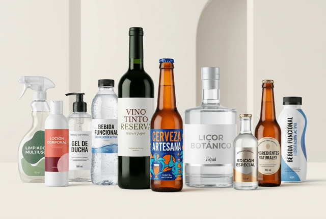 The label must look like a physical self-adhesive label applied onto the container, with visible edges and realistic material texture. It must NOT look like graphics printed directly onto the packaging.
Ultra-premium editorial packaging campaign created for a premium self-adhesive label manufacturer, featuring a sophisticated and visually striking collection of DIFFERENT TYPES OF BOTTLES with professional self-adhesive labels.
The image must immediately communicate:
PREMIUM CUSTOM SELF-ADHESIVE LABELS FOR ALL TYPES OF BOTTLES.
This is NOT an advertisement for beverages or consumer products.
THE SELF-ADHESIVE LABELS ARE THE ABSOLUTE VISUAL PROTAGONISTS OF THE IMAGE.
Create a wide horizontal editorial composition featuring approximately 9–11 bottles with clearly different shapes, sizes, materials and applications.
The collection includes:
• a tall dark green glass premium wine bottle
• an amber glass craft beer bottle
• a thick transparent glass premium spirits bottle
• a transparent PET functional beverage bottle
• a modern white plastic cosmetic bottle
• a transparent personal-care pump bottle
• a contemporary household cleaning spray bottle
• a small transparent glass botanical beverage bottle
• an elegant amber glass bottle
• a modern curved HDPE bottle
The bottles must have noticeably DIFFERENT silhouettes.
Include tall and slender bottles, short bottles, cylindrical bottles, bottles with pronounced shoulders, ergonomic PET bottles, pump bottles and trigger bottles.
The purpose is to visually demonstrate the versatility of professional self-adhesive labels for many different bottle formats.
COMPOSITION
Create a sophisticated editorial arrangement rather than a simple straight product lineup.
Place the tallest bottles toward the central and rear areas.
Position medium-height bottles around them.
Place several smaller bottles toward the foreground.
Some bottles partially overlap others naturally, but EVERY IMPORTANT LABEL must remain clearly visible.
Create visual rhythm through different heights, bottle shapes and subtle changes in depth.
The composition should feel abundant and impressive without becoming cluttered.
The foreground products must be razor-sharp.
Products positioned further behind can have a subtle natural depth of field while remaining recognizable.
Leave generous negative space around the overall collection.
The result should resemble an international premium packaging campaign photographed by a leading commercial product photographer.
SHOWCASE DIFFERENT SELF-ADHESIVE LABEL SOLUTIONS
The collection must visibly demonstrate a wide range of label materials, designs and finishes.
TEXTURED PAPER LABEL
Apply a premium textured white paper label to the dark green wine bottle.
Visible natural paper texture.
Sophisticated contemporary wine design.
Warm ivory, burgundy and muted olive.
Elegant typography.
Clearly visible physical label edges.
COLORFUL PREMIUM LABEL
Apply a bold contemporary label to the amber beer bottle.
Cobalt blue, vivid orange, turquoise and white.
Large artistic illustration.
Modern expressive typography.
Premium craft branding.
TRANSPARENT NO-LABEL-LOOK LABEL
Apply a transparent self-adhesive film label to the thick transparent glass spirits bottle.
Large areas remain transparent.
Selected typography and graphics use opaque white ink and subtle metallic silver.
The physical transparent film edge must remain subtly visible.
It must NOT look printed directly onto the glass.
METALLIC SELF-ADHESIVE LABEL
Apply a premium metallic self-adhesive label to one elegant glass bottle.
Large areas of metallic substrate are covered with opaque inks.
Only selected areas remain exposed to create controlled silver and warm gold metallic reflections.
The metallic effect must come from the LABEL MATERIAL itself.
NO fake digital metallic gradients.
HIGH-RESISTANCE SYNTHETIC LABEL
Apply a premium synthetic self-adhesive label to the personal-care bottle.
Show a few realistic water droplets and subtle condensation directly on the bottle and label.
Despite the moisture, the label remains perfectly adhered, flat and completely readable.
MATTE PREMIUM LABEL
Apply an ultra-matte self-adhesive label to the white cosmetic bottle.
Sophisticated contemporary design using coral, burgundy, soft pink and warm ivory.
The matte surface must look tactile and non-reflective.
CUSTOM DIE-CUT LABEL
Apply a custom-shaped self-adhesive label to another bottle.
The label has a sophisticated asymmetric or organic die-cut contour.
The shape must be clearly visible against the bottle surface.
The die-cut must look commercially manufacturable and refined, NOT decorative or whimsical.
HIGH-ADHESION LABEL FOR CURVED PLASTIC
Apply a premium synthetic label to the curved PET or HDPE bottle.
The label follows the curved geometry perfectly.
No wrinkles.
No bubbles.
No lifting edges.
Perfect adhesion.
GRAPHIC DESIGN
Every bottle may belong to a different product category and brand, but the entire collection must feel visually harmonious.
Use a sophisticated contemporary European packaging aesthetic.
Combine:
• bold modern typography
• large illustrations
• geometric compositions
• carefully controlled color
• generous negative space
• premium printing finishes
Some labels can be colorful and expressive.
Others can be minimalist and sophisticated.
Others can emphasize material and finishing.
Avoid making every label look identical.
The purpose is to demonstrate CREATIVE AND TECHNICAL VERSATILITY.
ALL VISIBLE TEXT MUST BE WRITTEN IN CORRECT SPANISH.
Use realistic wording distributed naturally across the different bottles, such as:
VINO TINTO
RESERVA
CERVEZA ARTESANA
LICOR BOTÁNICO
BEBIDA FUNCIONAL
HIDRATACIÓN ACTIVA
LOCION CORPORAL
GEL DE DUCHA
LIMPIADOR MULTIUSOS
EDICIÓN ESPECIAL
INGREDIENTES NATURALES
500 ml
330 ml
750 ml
CRITICAL LABEL REQUIREMENT
EVERY LABEL MUST LOOK LIKE A REAL PHYSICAL SELF-ADHESIVE LABEL APPLIED ONTO THE BOTTLE.
This is essential.
Show clearly:
• physical label edges
• realistic material thickness
• paper texture
• transparent film
• metallic substrate
• matte film
• synthetic film
• custom die-cut contours
• perfect adhesion to curved surfaces
The graphics must NOT look printed directly onto the bottles.
Leave visible bottle material surrounding the labels wherever possible.
The viewer must immediately understand the visual relationship between:
BOTTLE + SELF-ADHESIVE LABEL.
BOTTLE MATERIALS
Clearly differentiate the physical materials of the bottles:
• dark green glass
• amber glass
• thick transparent glass
• transparent PET
• white HDPE
• matte plastic
• transparent plastic
Show realistic transparency, thickness, refraction, surface texture and reflections.
The different bottle materials must remain immediately recognizable.
BACKGROUND AND ART DIRECTION
Professional premium editorial product photography.
WIDE HORIZONTAL COMPOSITION suitable for a large website hero banner.
Background in VERY LIGHT WARM NEUTRAL TONES.
Use an elegant pale ivory, warm off-white or extremely light limestone tone.
The background should have an almost imperceptible architectural texture.
It must remain extremely clean and minimal.
The neutral background should create more depth than pure white while remaining significantly lighter than the products.
NO strong beige.
NO gray industrial background.
NO colored background.
Use a subtle premium studio surface in the same neutral tone.
Soft architectural daylight entering naturally from one side combined with controlled professional studio lighting.
Elegant natural shadows beneath and behind the bottles.
No dramatic shadows.
No excessive reflections.
The lighting must reveal the physical differences between the label materials:
directional light reveals textured paper,
controlled highlights reveal metallic material,
soft reflections reveal transparent film,
diffuse light reveals matte surfaces,
small water droplets reveal high-resistance synthetic labels.
PHOTOGRAPHIC QUALITY
The foreground labels must be extremely sharp.
Ultra-sharp typography.
Exceptional print definition.
Perfect registration.
Perfect die-cutting.
Hyper-realistic glass.
Hyper-realistic PET and HDPE.
Hyper-realistic self-adhesive materials.
Premium contemporary European packaging.
Sophisticated editorial art direction.
High-end commercial photography.
Clean, modern and timeless aesthetic.
8K ultra-high definition.
Designed by a Pentawards-winning packaging designer.
NO simple straight lineup of bottles.
NO identical bottle shapes.
NO identical label designs.
NO shrink sleeves.
NO graphics printed directly onto bottles.
NO labels floating away from bottles.
NO peeling labels.
NO wrinkled labels.
NO bubbles.
NO excessive condensation.
NO dramatic water splashes.
NO fake metallic gradients.
NO rustic aesthetic.
NO vintage overload.
NO ornamental borders.
NO arabesque patterns.
NO wine glasses.
NO beer glasses.
NO cocktail glasses.
NO loose fruit.
NO flowers.
NO plants.
NO ice.
NO wooden table.
NO bar.
NO kitchen.
NO bathroom.
NO cleaning accessories.
NO decorative props.
NO clutter.
NO dark background.
NO strong colored background.