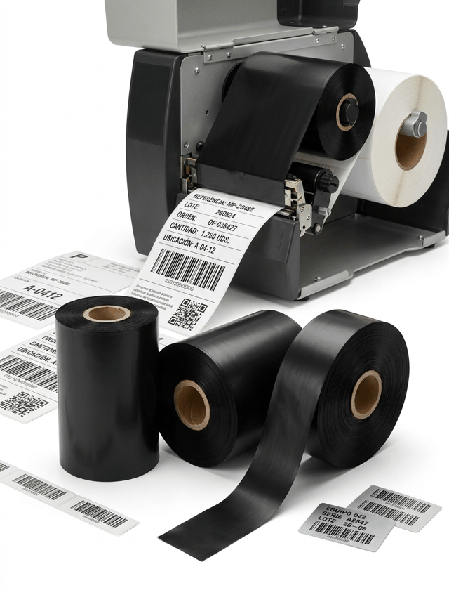 Professional premium commercial product photography for a European industrial labeling company, featuring LARGE-FORMAT THERMAL TRANSFER RIBBONS used with a professional industrial thermal transfer label printer.
The purpose of the image is to immediately communicate:
PROFESSIONAL THERMAL TRANSFER RIBBON FOR INDUSTRIAL LABEL PRINTING.
THE THERMAL TRANSFER RIBBON MUST BE THE MAIN PRODUCT AND THE ABSOLUTE VISUAL PROTAGONIST OF THE IMAGE.
The industrial printer provides context and demonstrates the professional application of the ribbon, but it must NOT dominate the composition.
MAIN COMPOSITION
Create a clean professional studio composition featuring:
• one robust industrial thermal transfer label printer
• several large black thermal transfer ribbon rolls
• one large roll of professional self-adhesive labels
• freshly printed industrial labels
• several printed label samples in the foreground
Position the industrial printer slightly behind and to one side.
Place THREE LARGE THERMAL TRANSFER RIBBON ROLLS prominently in the foreground.
The ribbon rolls must immediately attract the viewer's attention.
INDUSTRIAL THERMAL TRANSFER PRINTER
Use a realistic professional industrial thermal transfer printer inspired by high-volume industrial printers used in manufacturing, logistics and warehouses.
The machine should have:
• robust professional construction
• wide label media path
• industrial roll holder
• professional printhead mechanism
• large internal ribbon capacity
• realistic controls
The printer may resemble professional Zebra, TSC, Honeywell or Sato industrial thermal transfer printers in general proportions, but MUST NOT display any real brand logo.
IMPORTANT:
Show the printer partially open so the THERMAL TRANSFER RIBBON SYSTEM is clearly visible.
Inside the printer, show:
• large black ribbon supply roll
• ribbon take-up roll
• black ribbon film travelling through the print mechanism
• large roll of white self-adhesive labels
• realistic printhead area
The installation must look technically believable.
The black ribbon must be physically separate from the white label material.
DO NOT make the black ribbon look like a roll of black labels.
RIBBON PRODUCT DISPLAY
Place THREE large professional thermal transfer ribbon rolls in the foreground.
Show different orientations:
RIBBON 1:
Complete tightly wound black ribbon roll standing vertically.
RIBBON 2:
Ribbon roll positioned horizontally with the cardboard core clearly visible.
RIBBON 3:
Partially unwound ribbon roll showing a controlled section of thin black thermal transfer film.
The loose ribbon film should curve naturally and elegantly across a small part of the white surface.
Do NOT create excessive loose ribbon.
The rolls must show:
• realistic industrial dimensions
• smooth tightly wound layers
• thin black thermal-transfer film
• realistic cardboard cores
• subtle satin or semi-gloss surface
• precise clean edges
The ribbon must look like a REAL consumable for industrial thermal-transfer printers.
DIFFERENT RIBBON WIDTHS
Show subtle differences in ribbon width.
One wider roll.
One medium-width roll.
One slightly narrower roll.
This should communicate that thermal transfer ribbon is available for different label widths and industrial applications.
The differences must remain realistic and professional.
PRINTED INDUSTRIAL LABEL
A large white self-adhesive label is emerging from the industrial printer.
The printed information must be extremely sharp and high contrast.
Use realistic Spanish industrial identification such as:
REFERENCIA: MP-20482
LOTE: 260824
ORDEN: OF-038427
CANTIDAD: 1.250 UDS.
UBICACIÓN: A-04-12
Include:
• large Code 128 barcode
• smaller secondary barcode
• QR code
• clearly structured variable data
• small technical text
The printing must be pure BLACK thermal-transfer printing.
No color printing.
The barcode edges must be exceptionally crisp.
LABEL SAMPLES
Place several additional industrial labels on the white surface near the ribbon rolls.
Show different realistic formats:
• large logistics label
• narrow barcode label
• product identification label
• small asset identification label
Some labels may be white paper.
Some may have a subtle synthetic matte appearance.
All are professionally printed using black thermal transfer ribbon.
OPTIONAL SYNTHETIC LABEL SAMPLE
Include one small silver or matte white synthetic identification label to visually suggest demanding industrial applications.
The black thermal-transfer printing must remain exceptionally sharp on the synthetic surface.
Use simple technical information:
EQUIPO 042
SERIE A2847
LOTE 26-08
and a barcode.
VISUAL HIERARCHY
The viewer must immediately see:
FIRST:
the large black thermal transfer ribbon rolls.
SECOND:
the industrial printer.
THIRD:
the exceptional quality of the printed labels.
This hierarchy is essential.
Do NOT make the printer the only focal point.
BACKGROUND
PURE WHITE seamless studio background (#FFFFFF).
The background must be genuinely pure white.
NO gray industrial environment.
NO warehouse.
NO factory floor.
NO shelves.
NO office.
Use a clean white studio surface.
COMPOSITION
Horizontal composition suitable for a website image carousel.
Place the industrial printer slightly behind the main ribbon rolls.
The ribbon rolls occupy approximately the lower central foreground area.
The freshly printed label naturally emerges toward the foreground.
Use slight asymmetry to create a contemporary professional composition.
Generous clean white space around the equipment.
Do not crop the main ribbon rolls.
LIGHTING
Professional high-key commercial studio lighting.
Lighting must specifically reveal the physical characteristics of the ribbon.
Use controlled highlights along the curved black ribbon surfaces.
The viewer must perceive:
• tightly wound ribbon layers
• thin ribbon film
• subtle satin reflections
• cardboard cores
• differences in ribbon widths
• black ribbon travelling through the printer
• white label material
• exceptionally sharp printed barcodes
Soft realistic contact shadows only.
AESTHETIC
Modern European industrial product photography.
Professional.
Precise.
Technical.
Clean.
Contemporary.
Reliable.
High-performance B2B aesthetic.
The photograph should look suitable for the website of a professional industrial labeling specialist.
NOT a consumer electronics advertisement.
PHOTOGRAPHIC QUALITY
Hyper-realistic thermal transfer ribbon rolls.
Hyper-realistic industrial thermal transfer printer.
Technically credible internal ribbon mechanism.
Realistic label media.
Ultra-sharp variable-data printing.
Exceptional barcode definition.
Realistic industrial materials.
Premium commercial photography.
8K ultra-high definition.
NO inkjet printer.
NO laser printer.
NO direct thermal printer without ribbon.
NO receipt printer.
NO ink cartridges.
NO toner cartridges.
NO CMYK cartridges.
NO colorful ribbon.
NO colored printing.
NO giant rolls resembling packaging film.
NO black adhesive label rolls.
NO ribbons floating in the air.
NO excessive loose ribbon.
NO futuristic machinery.
NO robotic factory.
NO warehouse background.
NO cardboard boxes dominating the image.
NO hands.
NO people.
NO real printer brand logos.
NO colored background.
NO gray background.
NO blue industrial background.
NO decorative props.
NO clutter.