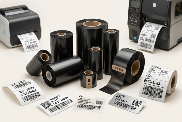 Ultra-premium editorial commercial photography for a professional European labeling company, featuring a complete range of THERMAL TRANSFER RIBBONS for professional label printing.
This is a LARGE WEBSITE HERO IMAGE.
The image must immediately communicate:
PROFESSIONAL THERMAL TRANSFER RIBBON
FOR DESKTOP AND INDUSTRIAL LABEL PRINTING.
THE THERMAL TRANSFER RIBBON IS THE ABSOLUTE VISUAL PROTAGONIST OF THE IMAGE.
This is NOT primarily an advertisement for printers.
This is NOT primarily an advertisement for labels.
THE PRODUCT BEING SOLD IS THERMAL TRANSFER RIBBON.
MAIN HERO COMPOSITION
Create a sophisticated wide horizontal editorial composition featuring approximately 8–10 professional BLACK THERMAL TRANSFER RIBBON ROLLS.
Show a visually rich range of different realistic ribbon formats:
• narrow desktop ribbon rolls
• medium-width ribbon rolls
• wide industrial ribbon rolls
• small-core ribbons
• larger-core industrial ribbons
• different roll diameters
• different ribbon widths
The variety must immediately communicate a COMPLETE PROFESSIONAL RIBBON RANGE.
Arrange the ribbon rolls dynamically at different heights, angles and depths.
Do NOT arrange them in a rigid straight line.
Some ribbon rolls stand vertically.
Some rest horizontally.
Some are slightly angled.
Several cardboard or plastic cores are clearly visible.
Two ribbons may have a SHORT controlled section of black thermal-transfer film naturally unwound.
The loose black film should create elegant curves that help visually connect the composition.
Do NOT create excessive loose ribbon.
Do NOT create chaotic ribbon.
RIBBON MATERIAL
The black thermal-transfer film must look technically realistic.
Show:
• tightly wound thin black film
• perfectly precise roll edges
• realistic cardboard and plastic cores
• subtle satin or semi-gloss surface
• delicate reflections revealing the curvature of the rolls
• realistic professional manufacturing quality
The ribbon must NOT look like:
black adhesive labels,
electrical tape,
packaging film,
cinema film,
fabric ribbon.
It must clearly look like a REAL THERMAL TRANSFER PRINTING CONSUMABLE.
CERA · MIXTO · RESINA
Subtly represent the three main thermal transfer ribbon technologies:
CERA
MIXTO CERA / RESINA
RESINA
Do NOT turn the photograph into an infographic.
Do NOT use giant floating text.
Use three discreet professional product identifiers placed naturally beside three representative rolls or on small clean identification bands around their cores.
Visible Spanish wording:
CERA
MIXTO
RESINA
The identifiers must remain secondary.
The physical ribbon rolls remain the main visual element.
LABEL MATERIAL SAMPLES
Integrate several professionally printed self-adhesive label samples around the foreground ribbon rolls.
The purpose is to demonstrate the different materials and applications that can be printed using thermal transfer ribbon.
Show a sophisticated selection of:
• white paper label
• coated paper label
• matte white polypropylene PP label
• transparent PP label
• flexible PE label
• matte white polyester label
• silver polyester identification label
The materials must look PHYSICALLY DIFFERENT.
Do NOT create seven identical white stickers.
PAPER LABEL
Visible subtle paper texture.
Extremely sharp black thermal-transfer printing.
Include:
REF. 28470
LOTE 260824
and a professional barcode.
WHITE PP LABEL
Smooth synthetic surface.
Extremely dense black printing.
Include:
PRODUCTO A-247
LOTE 240826
QR code
barcode.
TRANSPARENT PP LABEL
Crystal-clear physical self-adhesive film.
Subtle transparent label edges visible.
Black thermal-transfer variable data.
The transparent material must be clearly distinguishable from paper.
SILVER POLYESTER LABEL
Premium technical silver synthetic label.
Controlled satin metallic reflection.
Sharp black printing.
Include:
EQUIPO 042
SERIE 2847
DataMatrix
barcode.
LOGISTICS LABEL
Include one slightly larger professional white logistics label.
Use realistic Spanish variable data:
PEDIDO 038427
EXPEDICIÓN 260824
BULTO 1 DE 4
DESTINO BARCELONA
Include a large Code 128 barcode.
The printing must be exceptionally crisp.
PRINT QUALITY
ALL BLACK THERMAL-TRANSFER PRINTING MUST BE RAZOR-SHARP.
This is extremely important.
Show:
• dense solid black
• perfect barcode edges
• fine typography
• QR codes
• DataMatrix codes
• variable data
• small technical information
No bleeding.
No broken lines.
No faded areas.
No blurry codes.
The exceptional print quality must reinforce the professional performance of the ribbon.
DESKTOP PRINTER
In the rear-left area of the composition, include one modern professional DESKTOP THERMAL TRANSFER LABEL PRINTER.
The printer must remain secondary to the ribbon rolls.
Use a realistic compact professional design inspired by industrial desktop thermal-transfer printers, but WITHOUT any visible real brand logo.
Show a white self-adhesive label emerging from the printer.
If the printer is partially open, subtly show the internal black thermal-transfer ribbon.
Do NOT allow the printer to dominate the image.
INDUSTRIAL PRINTER
In the rear-right area, include one larger professional INDUSTRIAL THERMAL TRANSFER LABEL PRINTER.
Robust modern construction.
Realistic industrial proportions.
No visible real brand logo.
A professional label may emerge from the printer.
The industrial printer should provide visual context for larger ribbon formats.
Again:
THE PRINTER MUST REMAIN SECONDARY.
THE RIBBON ROLLS IN THE FOREGROUND MUST DOMINATE.
VISUAL HIERARCHY
The image must have a very clear visual hierarchy.
FIRST VISUAL LEVEL:
THERMAL TRANSFER RIBBON ROLLS.
They occupy the central and foreground areas and represent approximately 50–60% of the visual attention.
SECOND VISUAL LEVEL:
PRINTED LABEL SAMPLES.
They demonstrate print quality and material versatility.
THIRD VISUAL LEVEL:
DESKTOP AND INDUSTRIAL PRINTERS.
They provide context and explain where the ribbon is used.
COMPOSITION
Create a sophisticated WIDE HORIZONTAL composition suitable for a large website hero banner.
The ribbon collection occupies the central foreground.
The desktop printer is positioned slightly behind on one side.
The industrial printer is positioned slightly behind on the opposite side.
Use different ribbon heights and widths to create visual rhythm.
Some label samples lie naturally on the surface.
One or two printed labels may emerge from the printers.
Do NOT create perfect symmetry.
The composition should feel professionally art-directed and contemporary.
Leave generous negative space around the overall product collection for website layout flexibility.
Do NOT crop the main ribbon rolls.
BACKGROUND
Use a VERY LIGHT WARM NEUTRAL BACKGROUND.
Elegant extremely pale ivory, warm off-white or very light limestone.
The background must remain almost white.
It should provide slightly more visual depth than the pure white backgrounds used for individual product carousel images.
Use a subtle premium studio surface in the same very light neutral tone.
NO strong beige.
NO medium gray.
NO dark industrial environment.
NO warehouse.
NO factory.
NO office.
LIGHTING
Premium professional commercial studio lighting.
Use large softbox lighting combined with subtle directional highlights.
The lighting is specifically designed to reveal BLACK THERMAL TRANSFER RIBBON.
This is essential because black rolls can easily lose their physical definition.
Use controlled highlights along the curved ribbon surfaces to reveal:
• roll diameter
• tightly wound layers
• thin black film
• different ribbon widths
• different core sizes
• subtle satin finish
The black ribbon must retain rich deep blacks while still showing physical detail.
Lighting must also reveal the differences between:
paper,
PP,
transparent film,
polyester,
silver polyester.
Use elegant soft contact shadows.
No dramatic contrast.
DEPTH OF FIELD
The central foreground ribbon rolls and nearby printed labels must be RAZOR-SHARP.
The two printers positioned behind may have a very subtle natural depth of field but must remain clearly recognizable.
Do NOT blur the printers excessively.
The complete scene must remain technically understandable.
AESTHETIC
Contemporary premium European B2B product photography.
Sophisticated.
Technical.
Precise.
Professional.
Modern.
Clean.
High-performance.
The image must feel suitable for a specialist company supplying professional printing and labeling solutions.
Avoid generic office-supply photography.
Avoid cheap e-commerce aesthetic.
Avoid futuristic technology advertising.
PHOTOGRAPHIC QUALITY
Hyper-realistic thermal transfer ribbon.
Macro-level ribbon material definition.
Hyper-realistic cardboard and plastic cores.
Realistic desktop thermal transfer printer.
Realistic industrial thermal transfer printer.
Hyper-realistic paper and synthetic labels.
Exceptional barcode definition.
Exceptional black thermal-transfer printing.
Premium commercial editorial photography.
8K ultra-high definition.
CRITICAL REQUIREMENTS:
THE BLACK RIBBON ROLLS MUST BE THE FIRST THING THE VIEWER NOTICES.
THE IMAGE MUST CONTAIN CLEARLY DIFFERENT RIBBON WIDTHS AND FORMATS.
THE IMAGE MUST SHOW BOTH DESKTOP AND INDUSTRIAL THERMAL TRANSFER APPLICATIONS.
THE IMAGE MUST SHOW DIFFERENT PRINTABLE LABEL MATERIALS.
THE IMAGE MUST NOT LOOK LIKE A PRINTER ADVERTISEMENT.
NO inkjet printer.
NO laser printer.
NO receipt printer.
NO direct thermal printer without ribbon.
NO ink cartridges.
NO toner cartridges.
NO CMYK cartridges.
NO colored ribbon.
NO colorful printing.
NO giant black adhesive label rolls.
NO packaging film rolls.
NO electrical tape.
NO cassette tape.
NO cinema film.
NO excessive loose ribbon.
NO floating ribbon.
NO floating labels.
NO giant typography.
NO infographic.
NO diagrams.
NO arrows.
NO digital interface overlays.
NO futuristic holograms.
NO people.