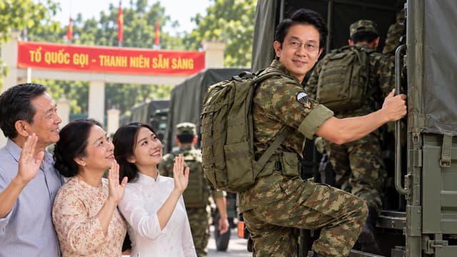GIỮ CHÍNH XÁC ĐƯỜNG NÉT KHUÔN MẶT, ĐEO KÍNH,ANH  ẤY ĐỘ TUỔI 30 YEAR OLD .NAM bước lên xe/đoàn xe. Anh ngoái nhìn về phía sau.