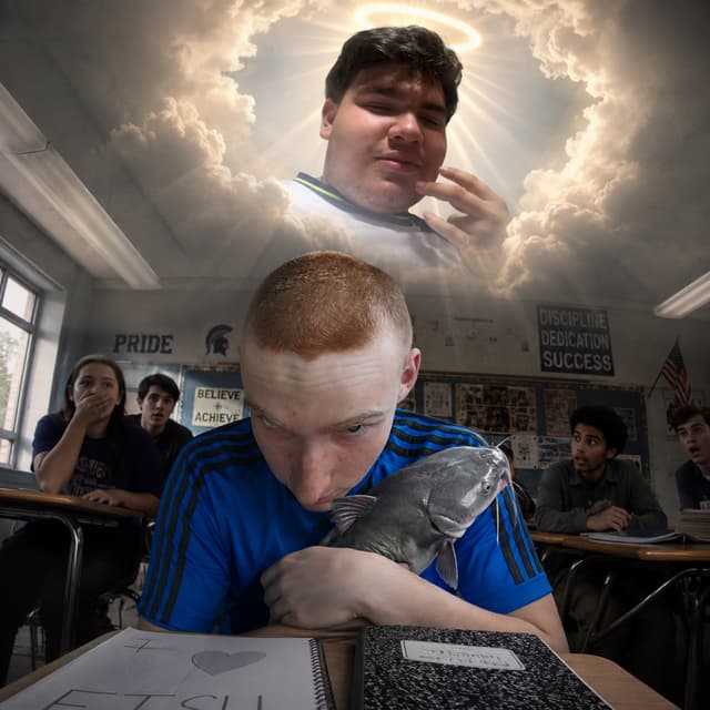 put this guy somwher in hihscholl dxd make it realy weird and ad the 2ndc refreence image as god but make him look cool