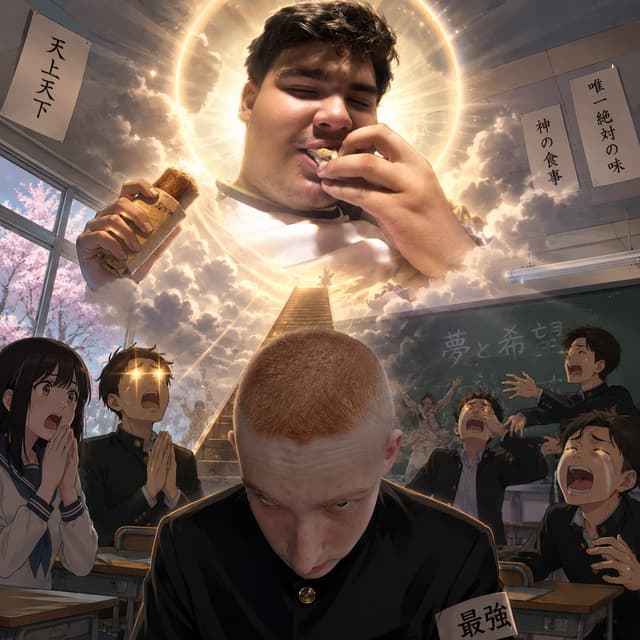 put this guy somwher in hihscholl dxd anime make it realy weird and ad the 2ndc refreence image as god but make him look cool