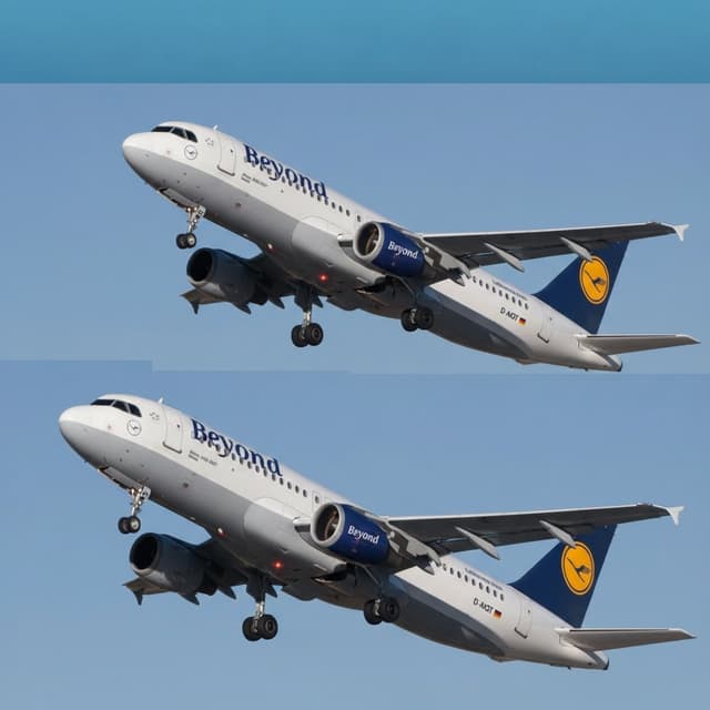 Applique la livrée "Beyond" de l'avion de profil à la place de la livrée "Lufthansa" de l'avion de 3/4 avant