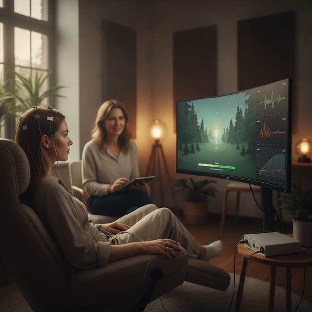 describe a neurofeedback and biofeedback session