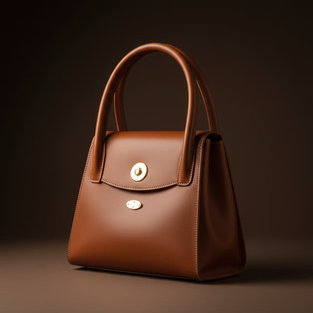 Hi i am setting up a new leather bags company - leveraging of the master who is supporting Hermes’ so he will be of great high quality and cfratmanship. The company is The Guild Bag Co and i will be selling from the website. Can you help to render a few high end bags with this “ The Voussoir — Structured Tote
“Luxury leather tote bag, arched top-handle rising from wide gusset seams, trapezoid-to-rounded structured silhouette, full-grain saddle-tan leather, polished brass round push-lock clasp, single stitched brass emblem tab, studio product photography, dark umber background, soft top-left key light, 45-degree angle, ultra sharp detail, no visible logo.””