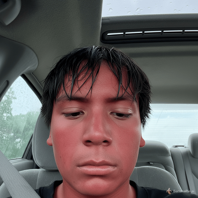 makes his face red like he is exhausted