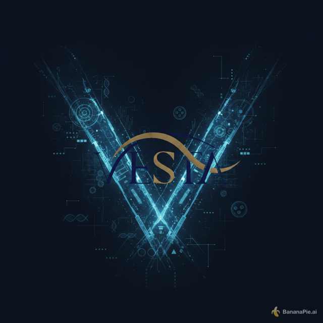 Design a cutting-edge, futuristic profile image for **Vesta**, a professional medical diagnostics and laboratory technology company.

Create a powerful **V-shaped visual concept** inspired by the Vesta brand identity, precision engineering, automated laboratory analyzers, molecular diagnostics and advanced biomedical technology.

The **Vesta logo must remain the primary focal point** in the center. Integrate subtle abstract technological elements around it: molecular networks, microscopic structures, digital diagnostic patterns, precision grids, data signals and elegant geometric lines inspired by automated laboratory analyzers.

Use a sophisticated **dark navy / deep blue background with luminous cool-blue and subtle cyan technological accents**, creating a premium high-tech atmosphere.

The design must look like the visual identity of a leading international medical technology company — sophisticated, precise, innovative and trustworthy.

Minimal composition, strong central focus, excellent contrast, clean geometry, controlled lighting, subtle 3D depth, no unnecessary objects, no stock-photo appearance, no cartoon style, no generic healthcare symbols.

The image must remain instantly recognizable when displayed as a small circular profile picture.

1:1 square composition, premium corporate branding, ultra-clean, high-end medical technology aesthetic, ultra-high resolution.