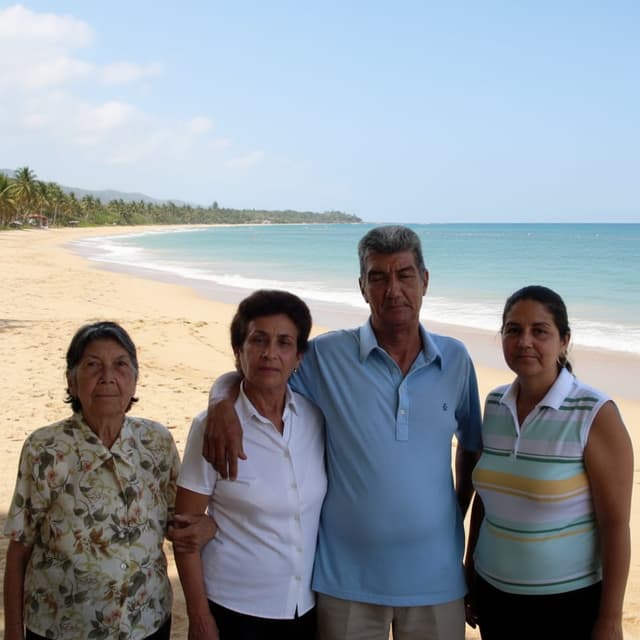 poner a las persnas en la playa mirando hacia mi