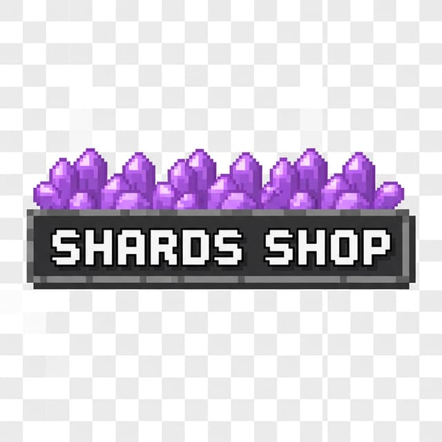 φιταξε μου ενα minecraft shard gui τις καταλληλες διαστασεις και να ειναι μονο απο πανω να εχει amethyst minecraft crystals και να λεει shards shop ΣΩΣΤΕΣ ΔΙΑΣΤΑΣΕΙΣ ΣΩΣΤΑ PIXEL ΧΩΡΙΣ BACKGROUND