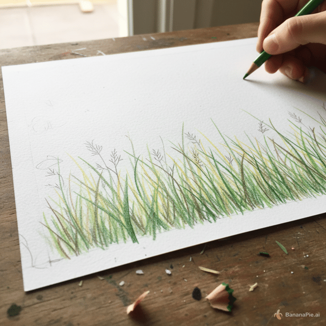 Generate a picture of grass drawn on paper