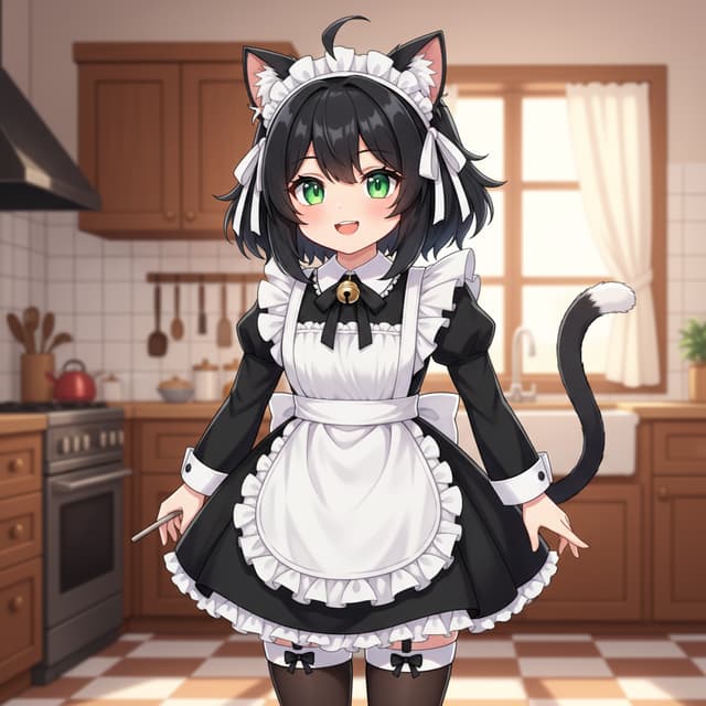 make this roblox avatar a neko catgirl maid in an anime style