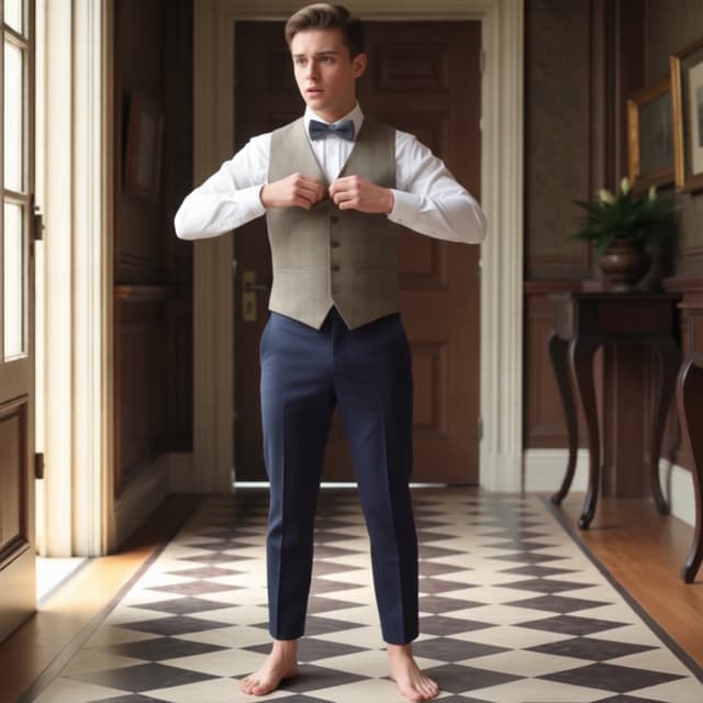 change the image to him unbuttoning his vest