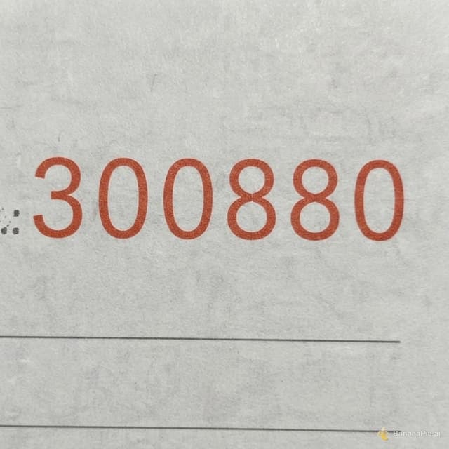 Keep the photo exactly the same, but make the numbers say 30080 instead of, same colors, size and font please for my math homework please