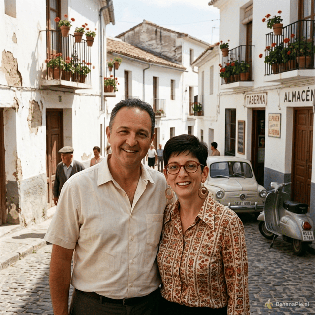 Garde exactement le visage de ces deux personnes et transporte-les, en Andalousie dans les années 60