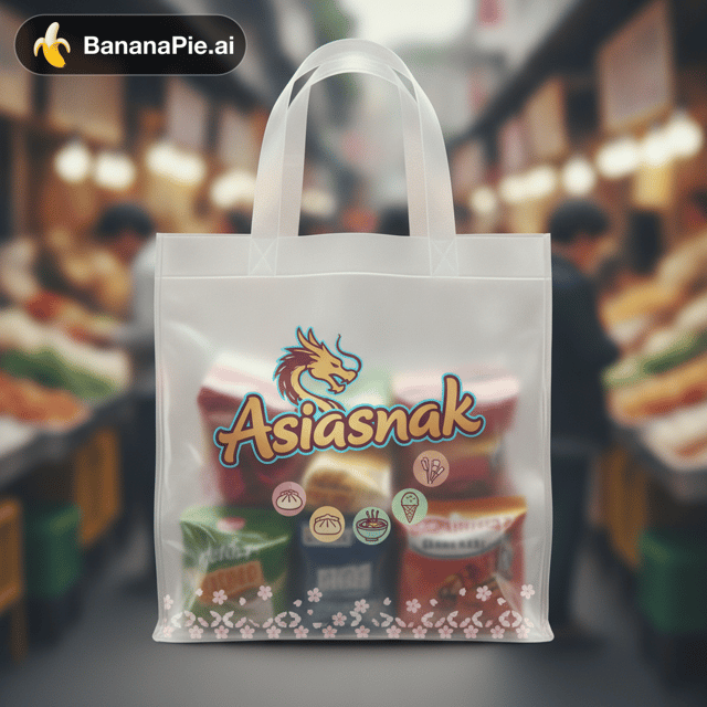 帮我设计一款购物塑料袋 logo是Asiasnak