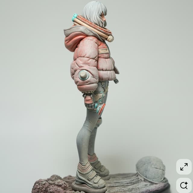 pose her right side profile